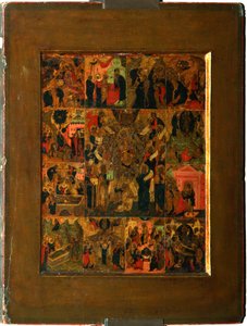 Oslava Panny Akathist Hymnus k Nejsvětější Bohorodice, počátek 17. stol. od Anonymous Russian icon painter