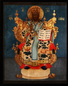 Spasitel na trůnu, 18. století od Anonymous Russian icon painter