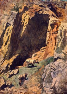 Skalní štěrbina s krávami od Anselm Feuerbach
