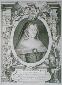 Amalie Alžběta z Hanau-Muntzenberg (1602-51) z „Portraits des Hommes Illustres“, rytina Petruse de Iode, vydáno 1706 (rytina)