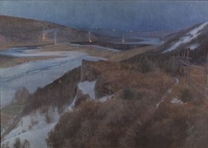 Valpuržina noc v Bergslagenu, Grangärde v Dalarně, 1896 od Anshelm Leonard Schultzberg