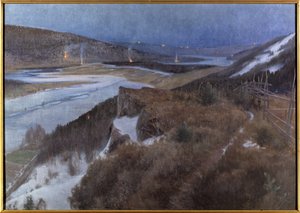 Nuit de Walpurgis a Bergslagen - Valpuržina noc v Bergslagenu, Grangaerde v Dalarně, Schultzberg, Anshelm Leonard (1862-1945). Olej na plátně od Anshelm Schultzberg