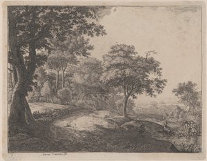 Muž a žena přes potok, 17. století. od Anthonie Waterloo