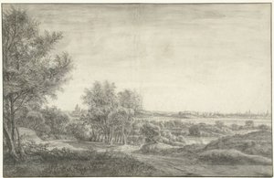 Pohled z dun Haarlem s ruinami domu v Kleve od Anthonie Waterloo