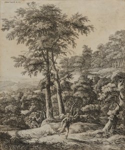 Krajina s lovkyní (lept) od Anthonie Waterloo