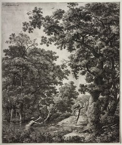 Šest velkých vzpřímených krajin s výjevy z Ovidiových Metamorfóz: Alfeus a Arethusa od Anthonie Waterloo