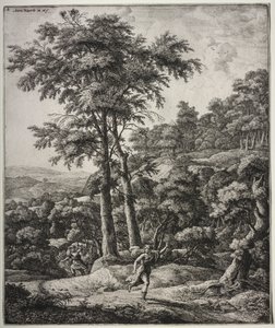 Šest velkých vzpřímených krajin s výjevy z Ovidiových Metamorfóz: Apollo a Daphne od Anthonie Waterloo