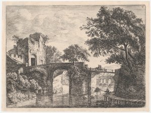 Dva kamenné mosty, 17. století. od Anthonie Waterloo