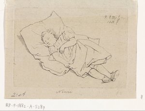 Spící dítě na polštáři od Anthonie Willem Hendrik Nolthenius de Man