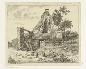 Řezačka rákosu na zříceninu domu Snaatburg v Maarssenu od Anthonie van den Bos