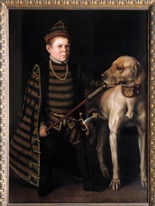 Portrét trpaslíka kardinála Granvella, ministra Karla V. Malířství od Anthonise Moora Van Dashorsta Anthonis dit Antonio Moro (1517-1575/76). 16. století. Ztlumit. 1,26x0,92 m. - Portrét trpaslíka kardinála de Granvelle, ministra Karla V.