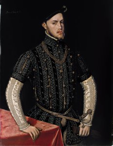 Portrét Filipa II. (1527-1598), krále Španělska a Portugalska - Obraz Antonise (Anthonis) Mor (asi 1517-1577), olej na dřevě (107,5x83,3 cm), asi 1550 - Portrét Filipa II., král Španělska a Portugalska, Olej na dřevě od Antonise Mora, cca 1550 - Pr