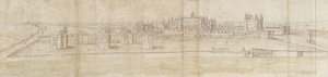 Palác Hampton Court od severu (pero a hnědý inkoust a akvarel přes slabé náznaky černou křídou) od Anthonis van den Wyngaerde