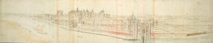 Hampton Court Palace from the River, c.1544 (pero, inkoust a wc na papíře) od Anthonis van den Wyngaerde