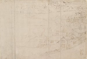 Panorama Londýna při pohledu z Southwark: Bankside, 1554 od Anthonis van den Wyngaerde