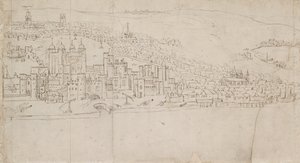 Panorama Londýna při pohledu ze Southwarku: The Tower, 1554