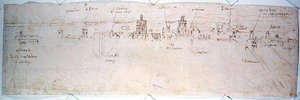 Studie Valencie (pero a tuš na papíře) od Anthonis van den Wyngaerde