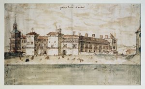 Madridský Alcazar od Anthonis van den Wyngaerde