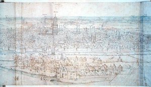 Pohled na Utrecht od Anthonis van den Wyngaerde