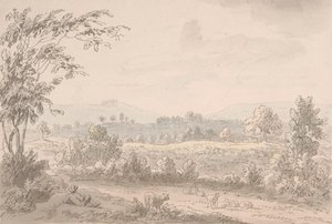 Krajina s pastýřem a ovcemi od Anthony Devis