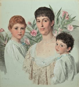 Portrét matky a jejích dvou dětí od Anthony Frederick Augustus Sandys