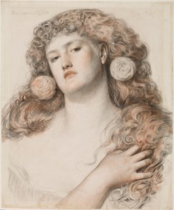 Červená růže a bílá, 1867 (křída na papíře) od Anthony Frederick Augustus Sandys