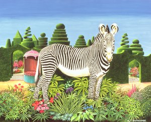 Zebra v zahradě, 1977 (akryl na palubě)