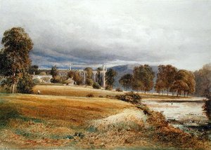 Bolton Abbey z River Wharfe, South View, cca 1825 (akvarel na papíře) od Anthony Vandyke Copley Fielding