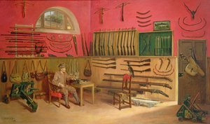 Sir Ralph Payne Gallwey ve své zbrojnici v Thirkleby Hall, Yorkshire, 1914 od Anthony de Bru