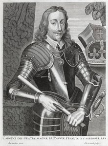 Charles z Boží milosti Velké Británie, Francie a Irska“ (čárová rytina) od Anthony van (after) Dyck