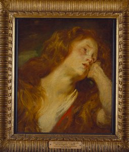 Mladá žena, délka po prsa, opřená hlavou o ruku od Anthony van Dyck
