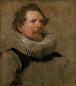 Hlava vousatého muže s Wheel Ruff, 17. století od Anthony van Dyck