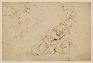 Junina pomsta na Callisto,? - studie muže a ženy útok na jinou ženu, 1621-c.1623 od Anthony van Dyck