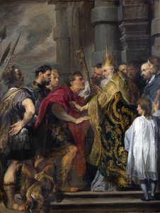 Svatý Ambrož kromě Theodosia z milánské katedrály od Anthony van Dyck