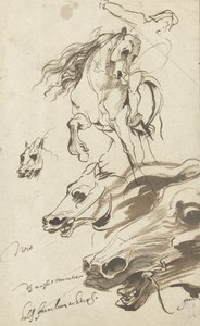Studie jezdce a hlavy koně, 1620-1 (pero a čb na papíře) od Anthony van Dyck