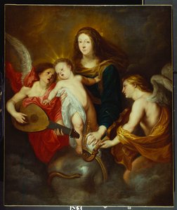 Panna a dítě vítězící nad hříchem se dvěma hudebními anděly od Anthony van Dyck