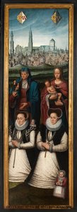 Detail portrétu Juana Parda II a jeho manželek Anny Ingenieulandtové a Marie Anchemantové od Anthuenis (1536 1613) Claeissins or Claeissens