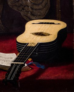 Hráč na theorbu (detail) od Antiveduto Gramatica