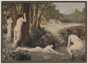 Hraní her na venkově (barevné lito) od Antoine Auguste Thivet