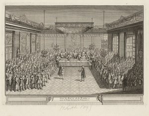 Výstavní hostina v rohovém parádním sále drážďanského paláce 3. září 1719