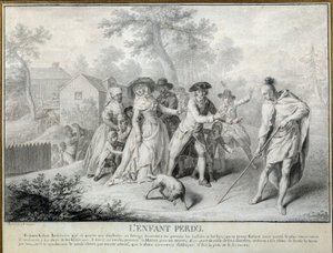 Ilustrace Ztracené dítě „Dopisy od amerického farmáře“ od Saint John de Crevecoeur. Litografie Antoina Borela (1743-1810) přibližně 1783. Blerancourt. Francouzské muzeum americké od Antoine Borel