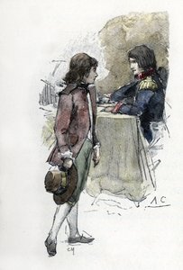 Josephinin syn Eugene de Beauharnais (1781-1824) nárokuje meč svého otce Alexandra de Beauharnais zetě Napoleona Bonaparta (1769-1821) (Mladý Eugene de Beauharnais žádá Napoleona o meč svého otce Alexandra de Beauharnais Bon