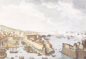 Vstup francouzštiny do Livorna, červen 1796, rytina Jean Duplessis-Bertaux (1750-1818), kresba Carle Vernet (1758-1836), Francouzské revoluční války, Itálie od Antoine Charles Horace Vernet