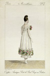 Dáma s asijským účesem v baletních šatech zdobených stuhami, 4. deska ze série módních desek "Incroyable et merveilleuse", vyryl Georges Jacques Gatine (1773-1831) vydáno 1 od Antoine Charles Horace Vernet