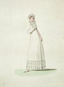 Elegantní žena ve venkovních šatech, ilustrace z 