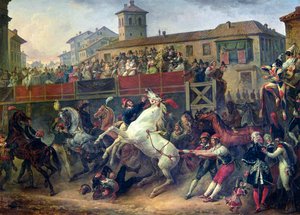 Scéna nejezdeckého dostihu v Římě od Antoine Charles Horace Vernet