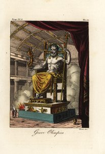 Socha Dia nebo Jupiter v Olympii, obří sedící postava od řeckého sochaře Phidias kolem roku 435 př.nl ve svatyni Olympie, Řecko od Antoine-Chrysostome Quatremère de Quincy