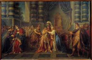 Kleopatra polykající jed Znázornění poslední scény aktu I „“ Rodogun““ od Pierra Corneille. Obraz Charlese Antoina Coypela (1694-1752) 1749 Ne. 1,3x1,95m od Antoine Coypel
