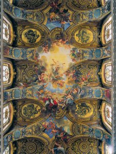 Fresky na klenbě královské kaple od Antoina Coypela, de La Fosse a Jouveneta (freska) od Antoine Coypel