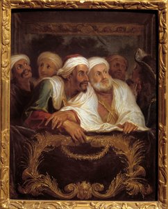 Marocký velvyslanec Mohamed Temin navštěvující show v lóži italské komedie v Paříži v únoru 1682 Obraz Antoina Coypela (1661-1722) 17. století Sun. 0,28x0,22 m od Antoine Coypel